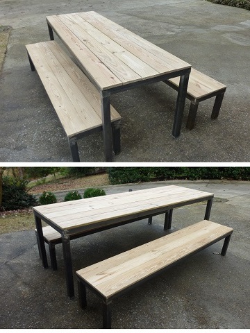 Forged coffee table  picnic table benches web